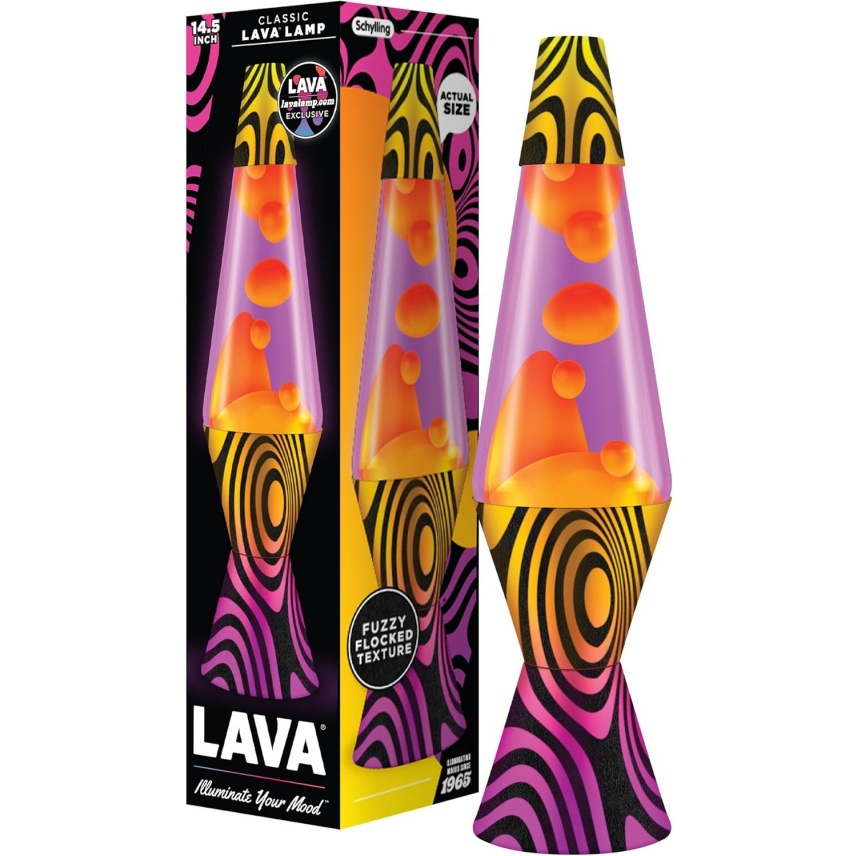 Lava Lamp - 14.5'' Groovy Gradient Flocked Base - The Original Motion Light - Yellow Wax And Purple Liquid - Item #2015
