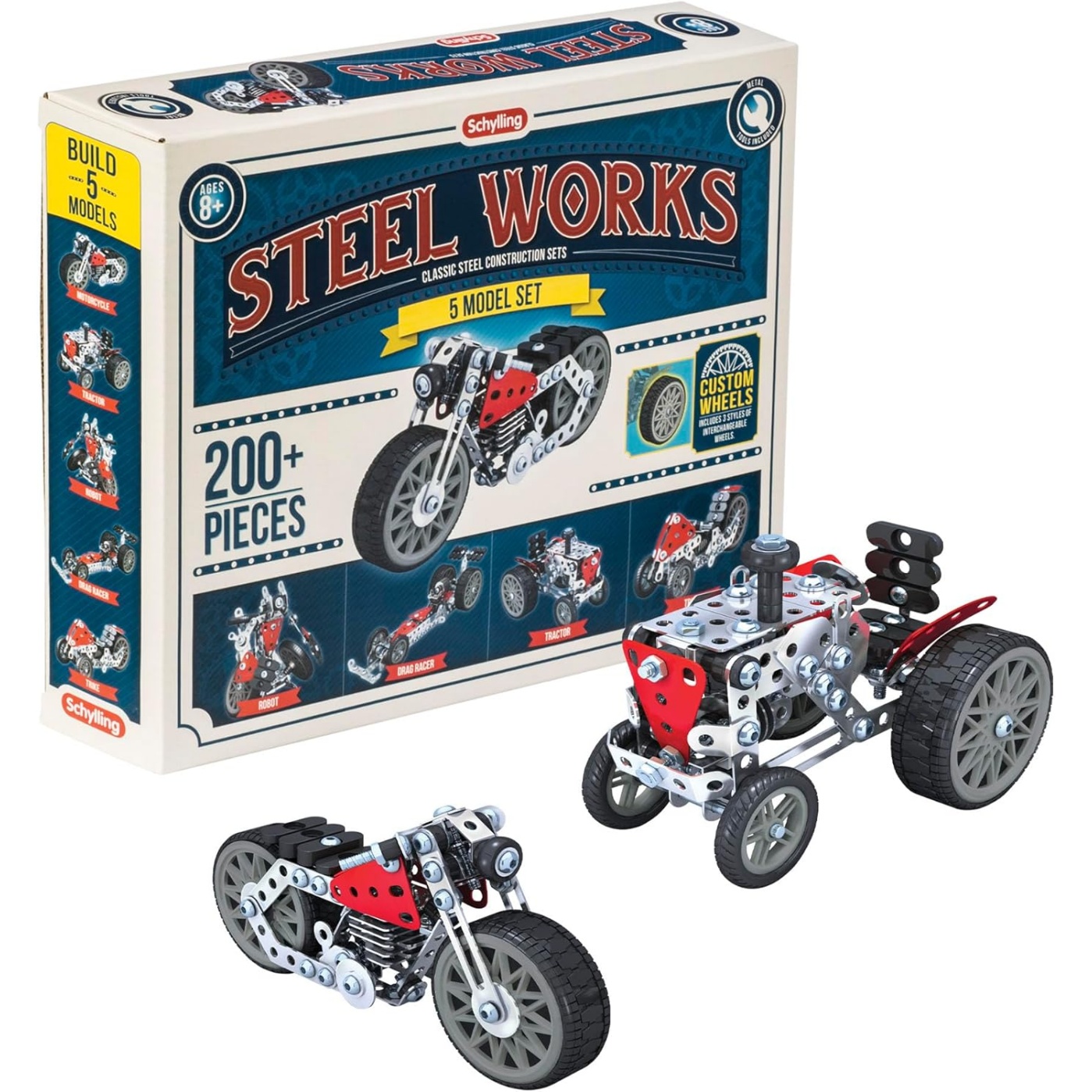 Schylling Steel Works Mechanical Multi-Model - Steel Building Set - Includes 300 Pieces, Tools, And Instructions To Make 10 Different Models - Ages 8 And Up - Image 8