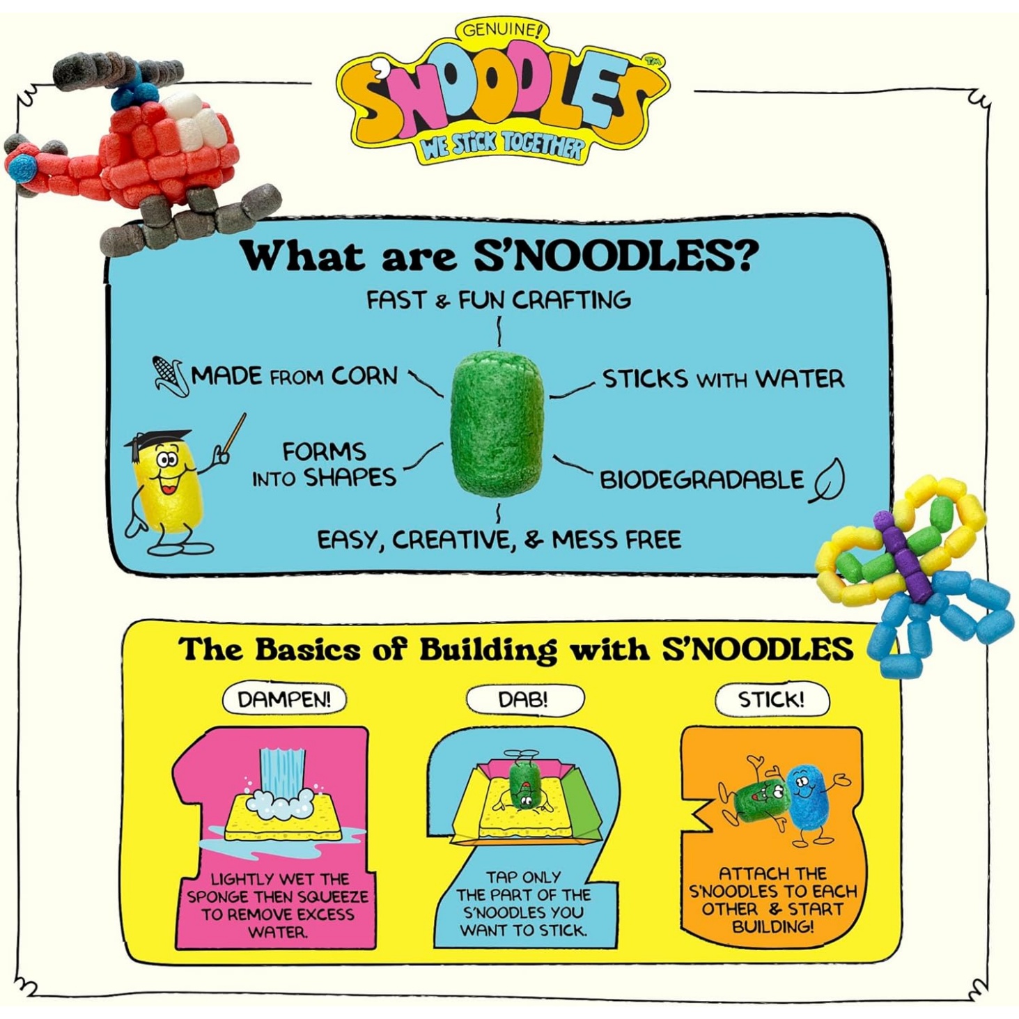 Schylling S'noodles - Creative Building Craft Kit - Just Add Water - Ages 4 And Up - One Kit - Image 2