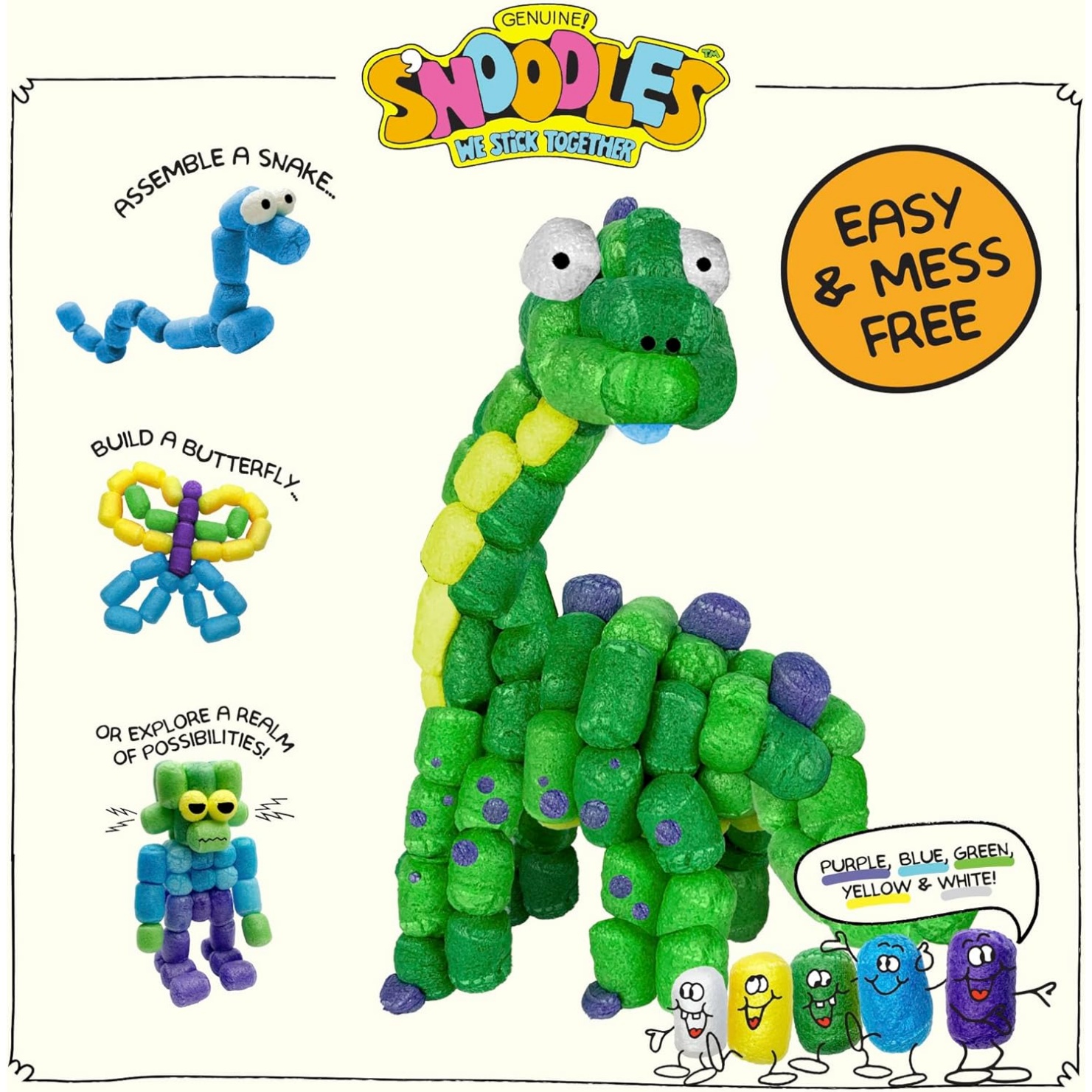 Schylling S'noodles - Creative Building Craft Kit - Just Add Water - Ages 4 And Up - One Kit - Image 4