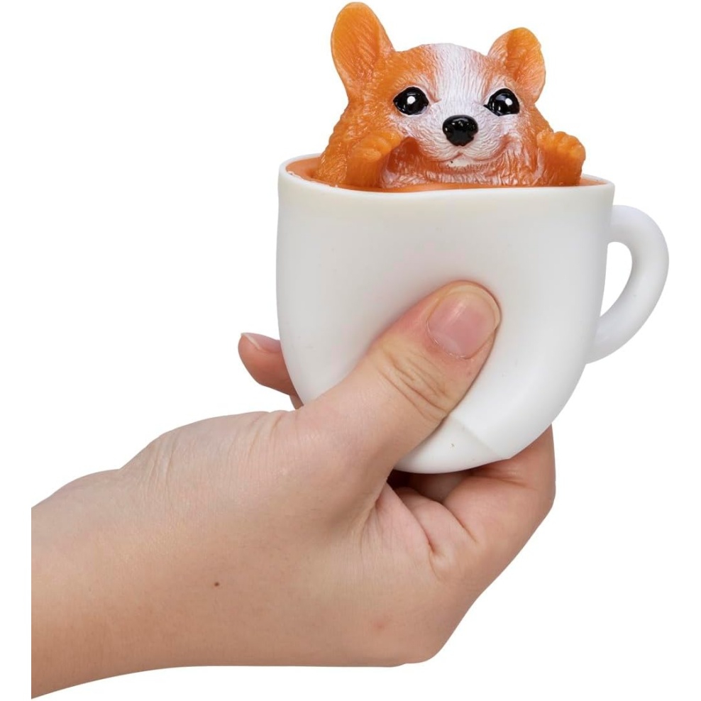 Schylling Pup In A Cup - Squeeze To Reveal Adorable Caffeine-Themed Companions - Style May Vary (Pack Of 1)