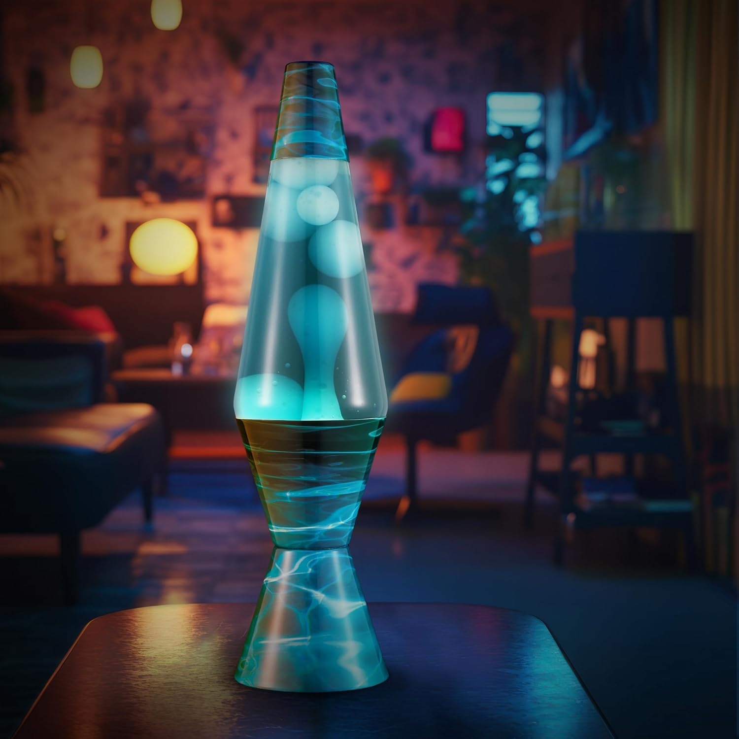 The Original Lava Lamp - 14.5" Night Swim - Classic Liquid Motion Lamp - White Wax And Blue Liquid - Item #2095 - Image 4