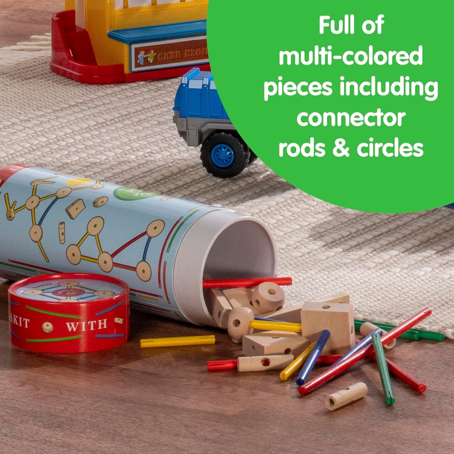 Schylling Mkt Super Makit Classic Wood Construction Toy, 3+ Years, 70-Pieces (1 Ea) - Image 6