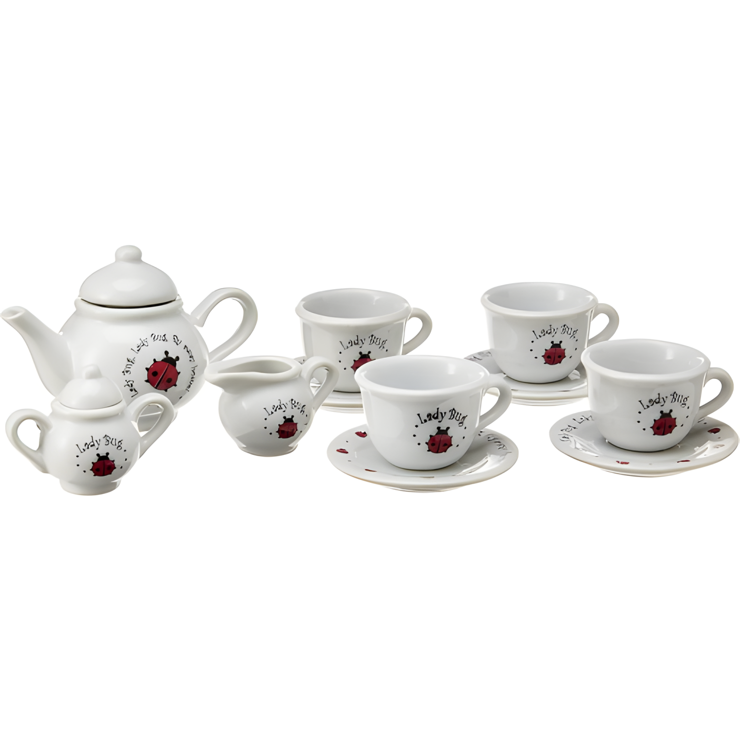 Schylling Ladybug Porcelain Tea Set , White