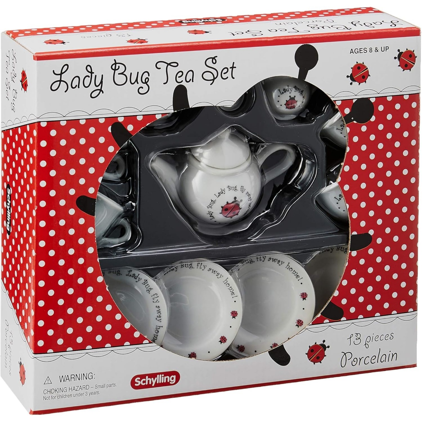 Schylling Ladybug Porcelain Tea Set , White - Image 2