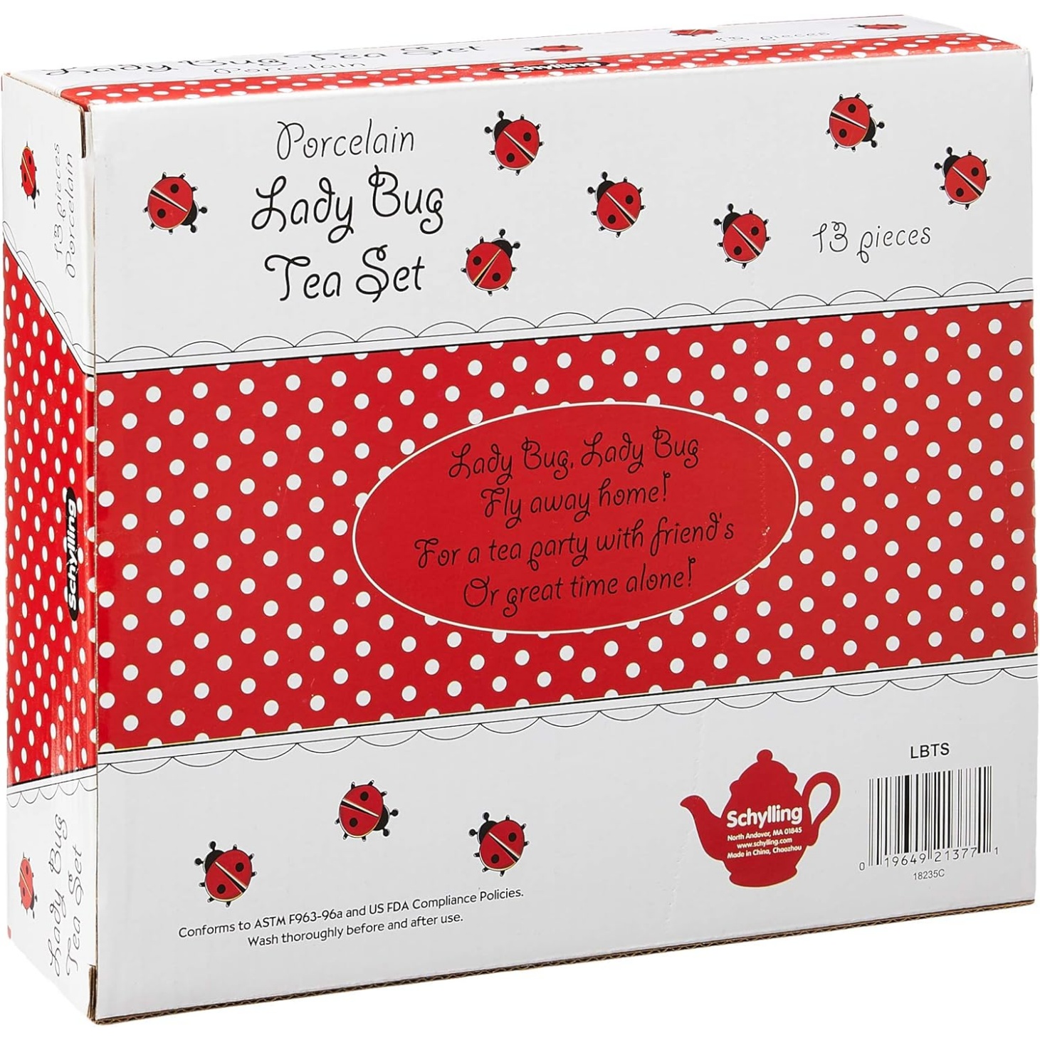 Schylling Ladybug Porcelain Tea Set , White - Image 3