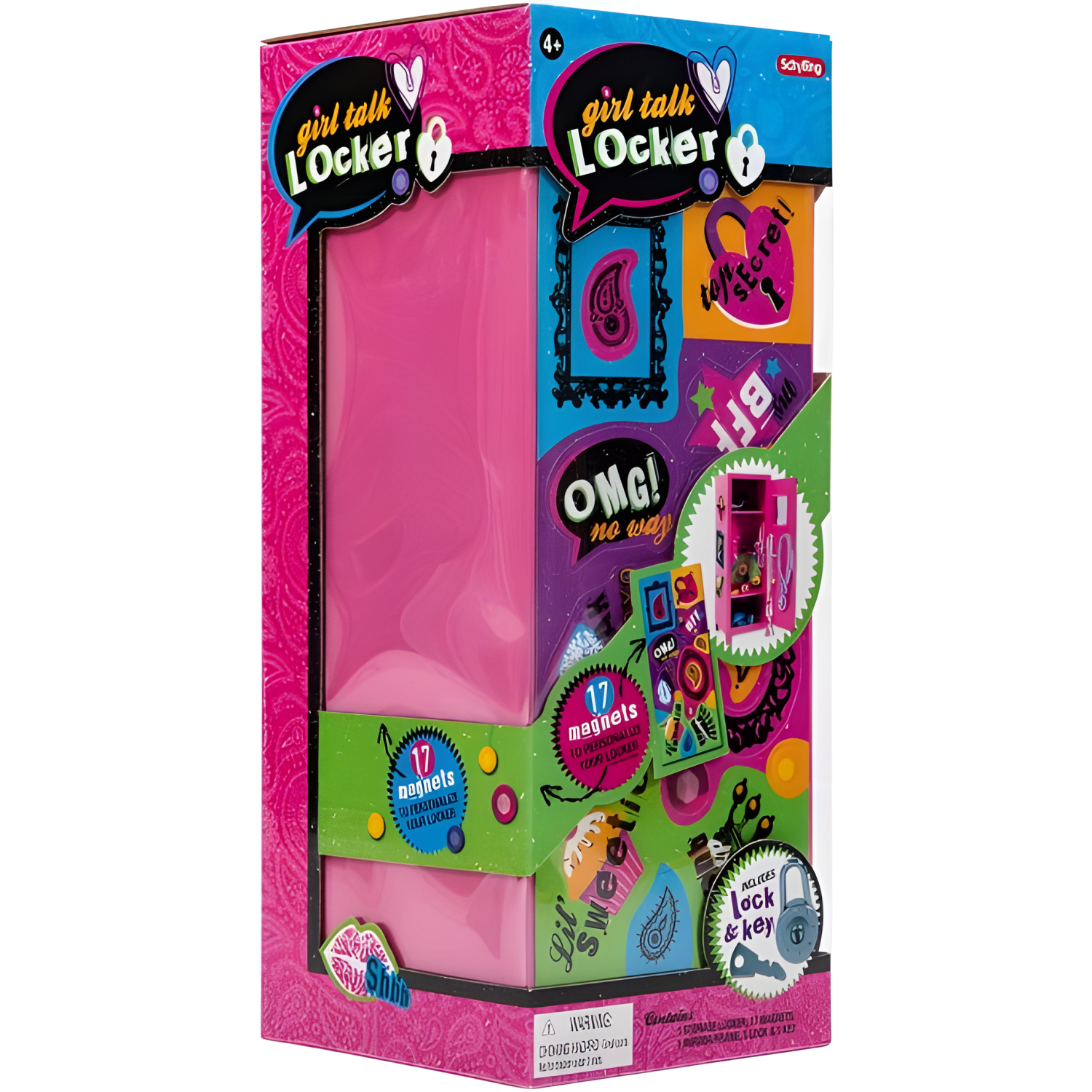 Schylling Girls Talk Pink Mini Locker - 11.25" Decorative Metal Storage Locker With 17 Mix-And-Match Magnets, Lock, And Keys - Ages 4-12 - Image 3