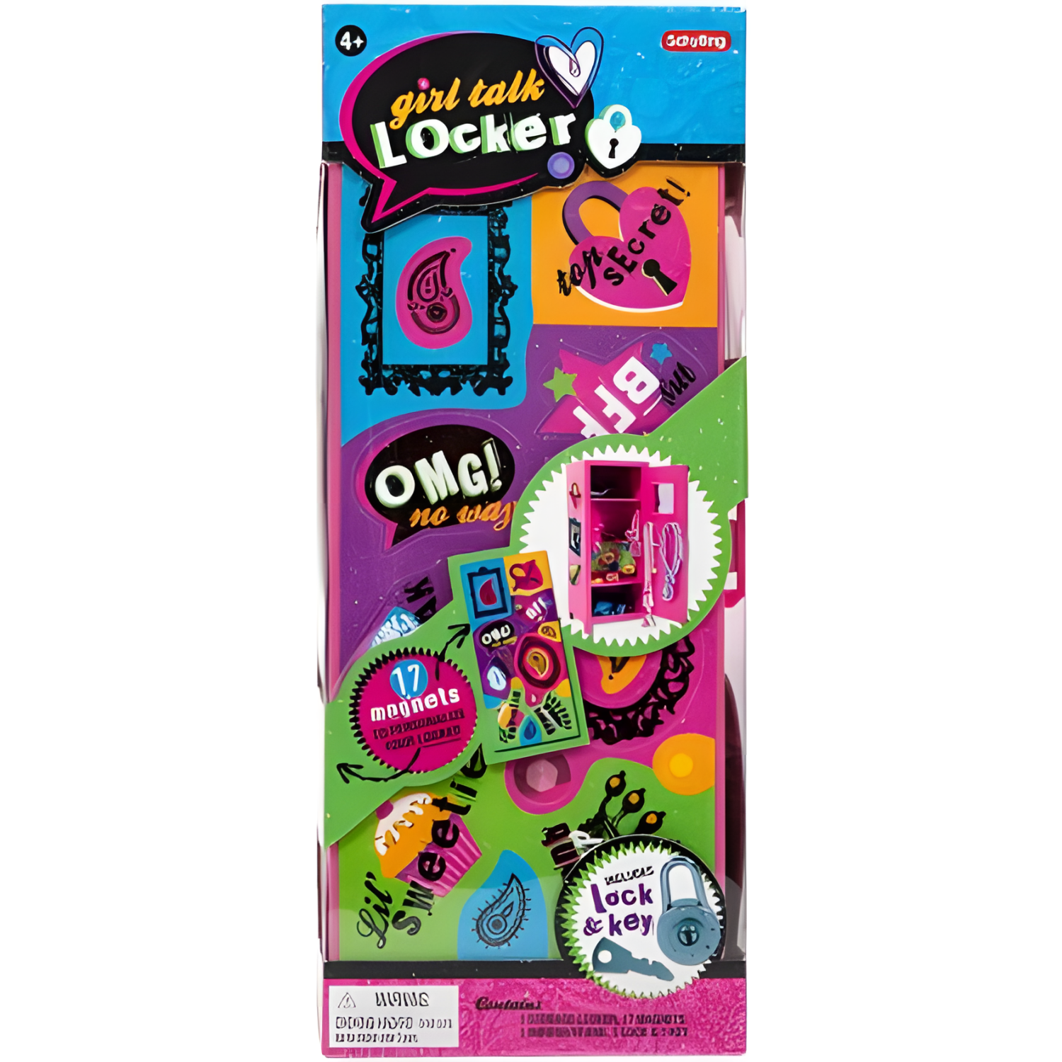 Schylling Girls Talk Pink Mini Locker - 11.25" Decorative Metal Storage Locker With 17 Mix-And-Match Magnets, Lock, And Keys - Ages 4-12 - Image 6