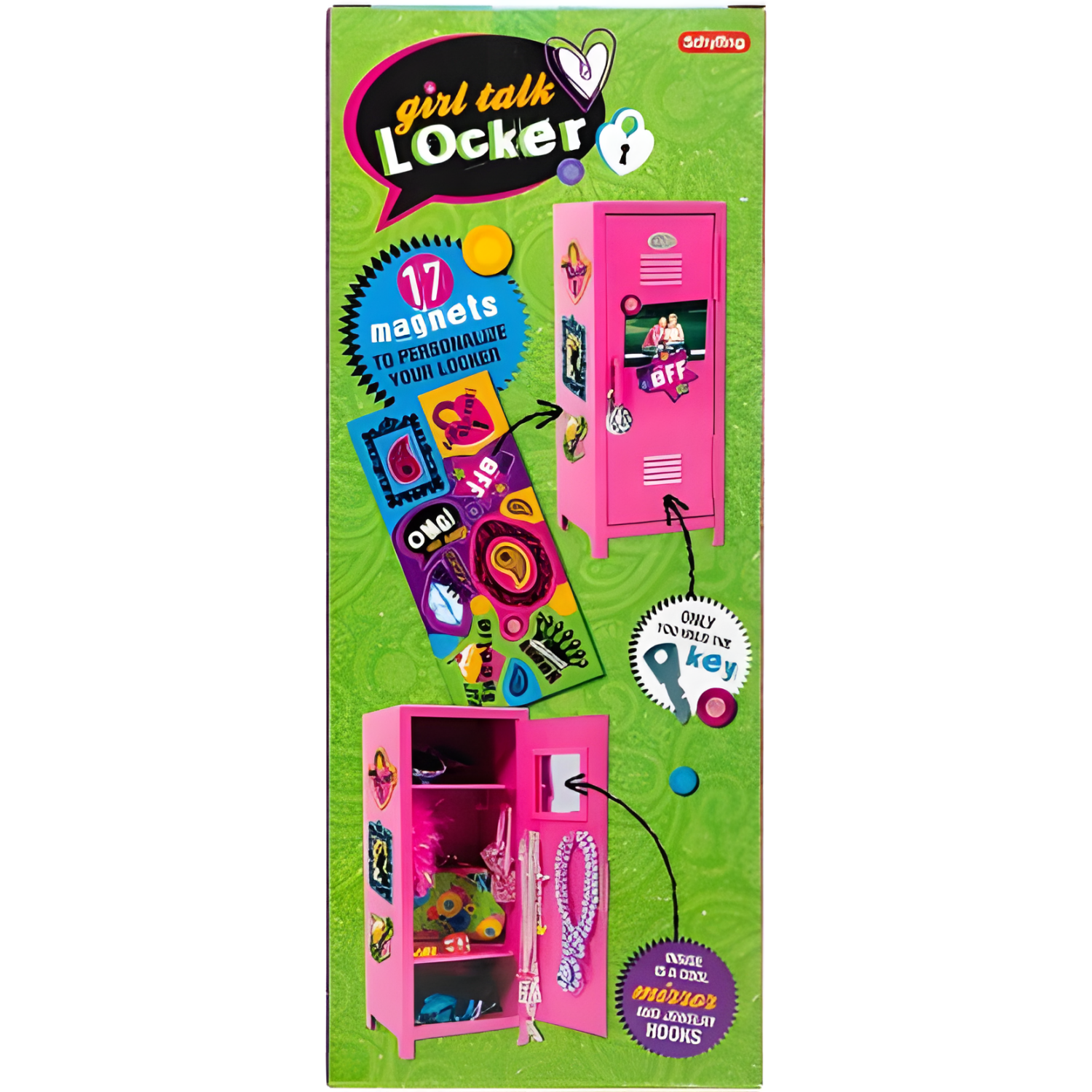 Schylling Girls Talk Pink Mini Locker - 11.25" Decorative Metal Storage Locker With 17 Mix-And-Match Magnets, Lock, And Keys - Ages 4-12 - Image 7