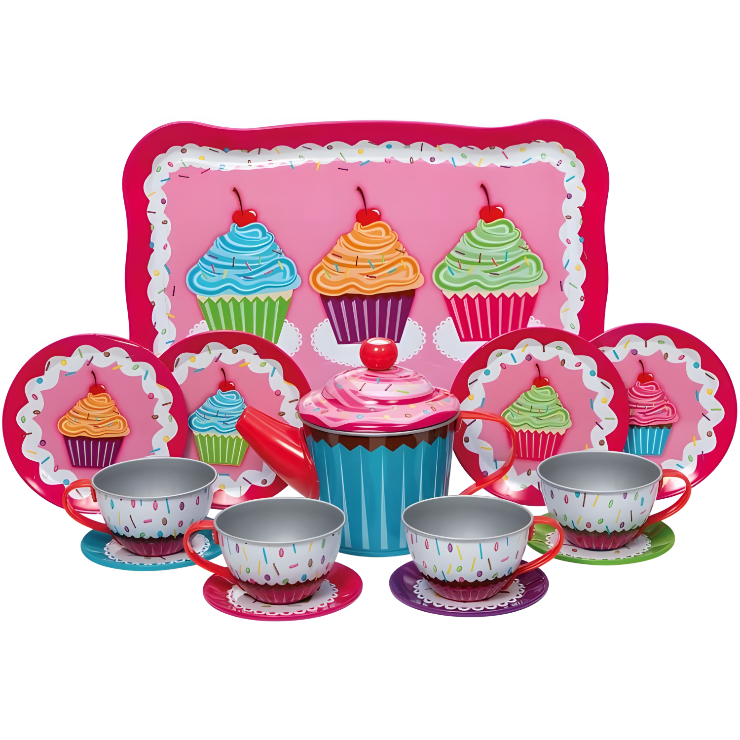 Schylling Cupcakes Tin Tea Set Multi-Colored, Small