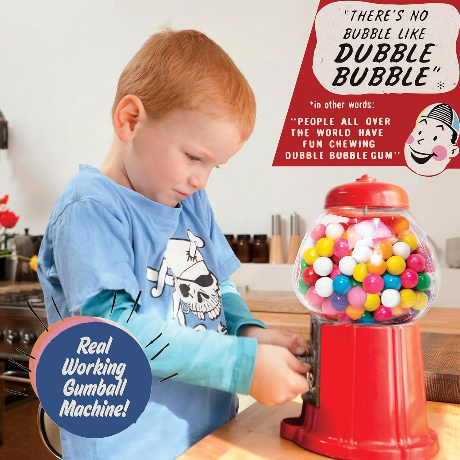 Schylling Brand Classic Retro Gumball Coin Bank - 8.5" Tall - Includes 45 Dubble Bubble Gumballs - Ages 3+ - Image 2