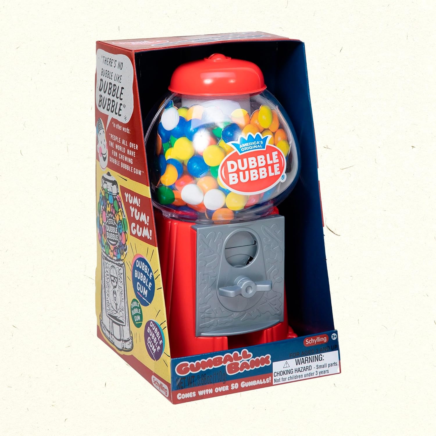 Schylling Brand Classic Retro Gumball Coin Bank - 8.5" Tall - Includes 45 Dubble Bubble Gumballs - Ages 3+ - Image 5
