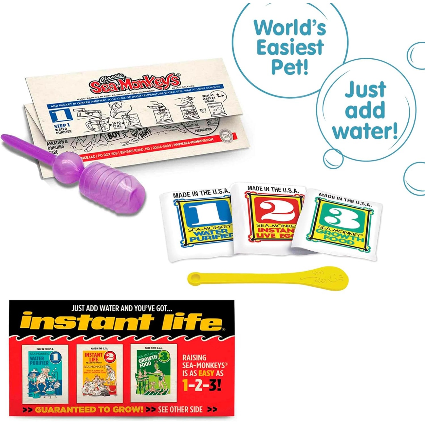 Sea-Monkeys: Retro Instant Life Kit - Tiny Brine Shrimp Growth Set, World's Only Instant Pet, Create Life, Just Add Water, Educational Kit, Kids 6+ - Image 3
