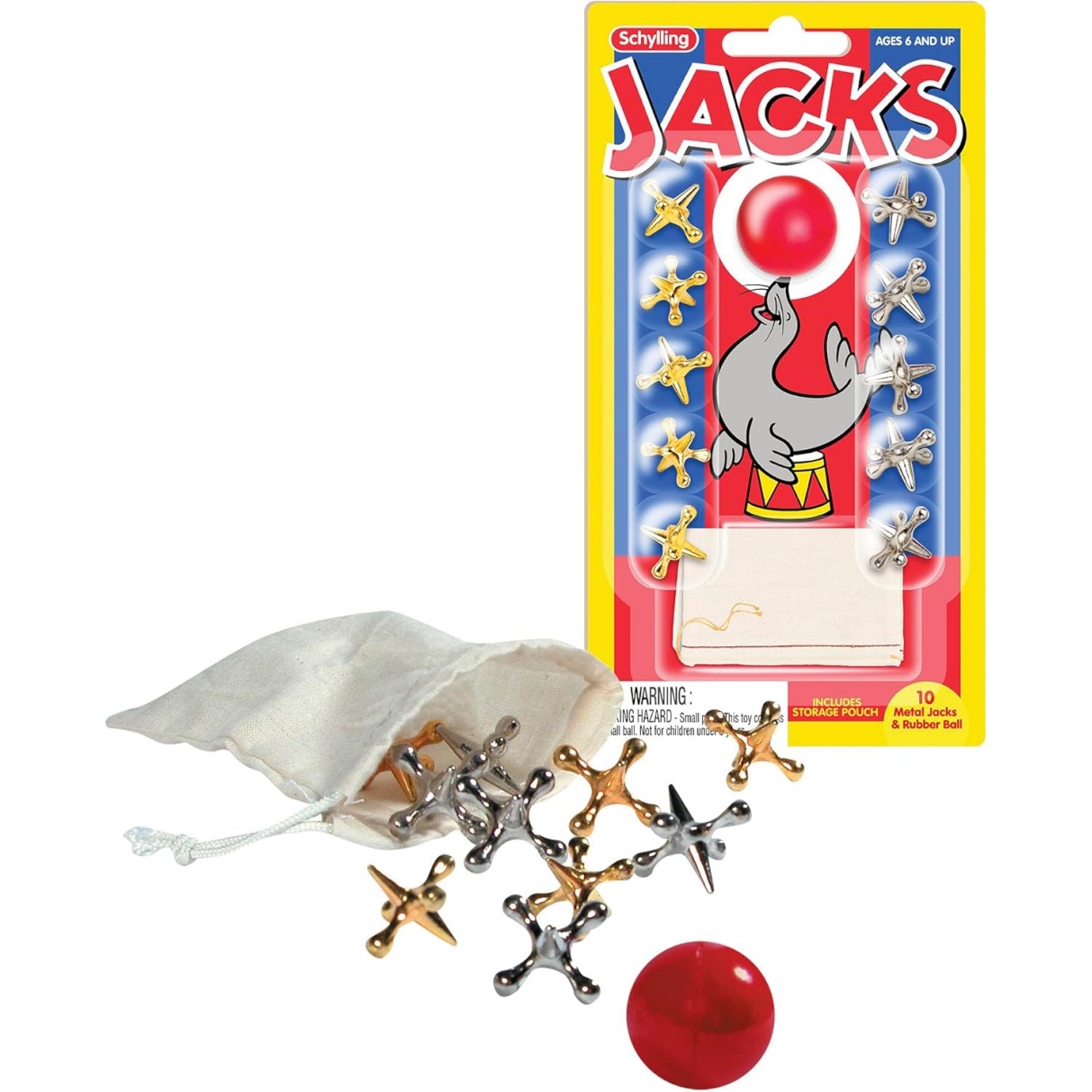 Metal Jacks And Rubber Ball Set