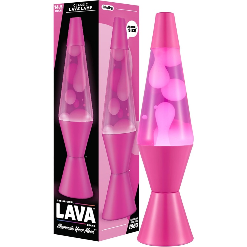 Lava The Original Lamp - New 14.5" Wild Pink – Classic Liquid Motion Lamp - White Wax And Pink Liquid - Item #2361