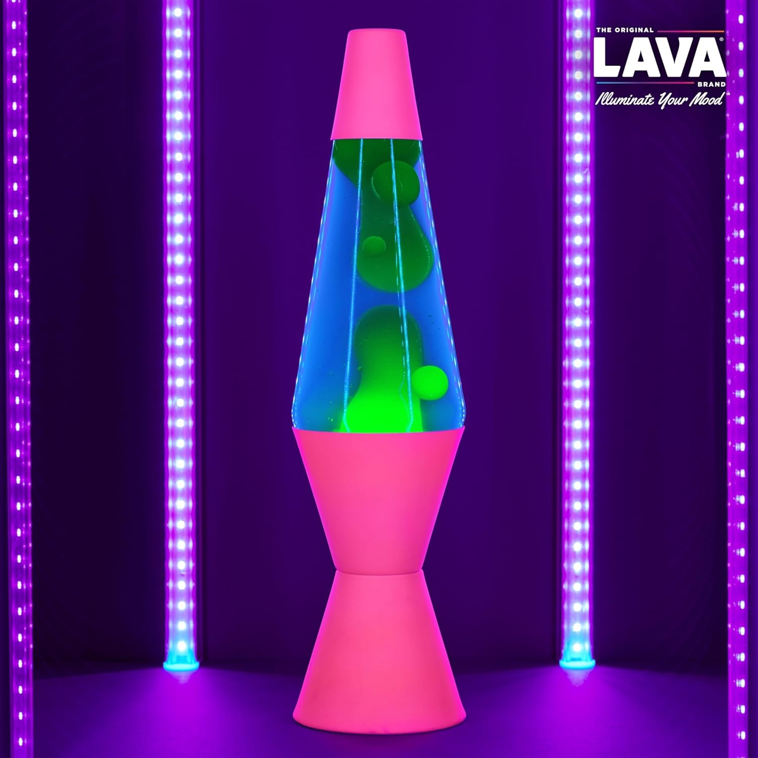 Lava The Original Lamp - 14.5" Neon Pink - Classic Liquid Motion Lamp - Green/Yellow And Blue Liquid - Item #2383 - Image 6
