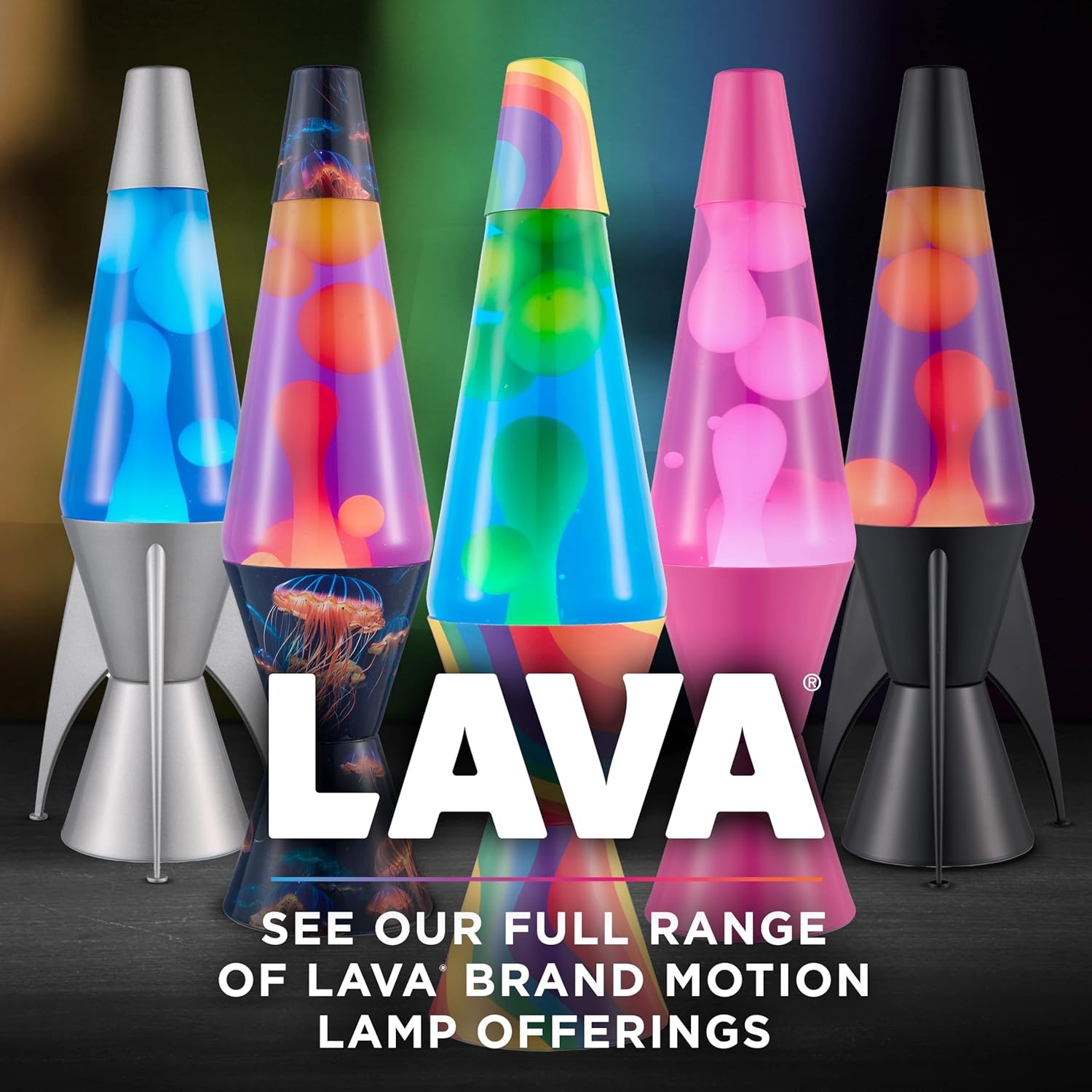 Lava The Original Lamp - 14.5" Gray Stratosphere – Retro Rocket Liquid Motion Lamp - White And Blue Liquid - Item #2390 - Image 6